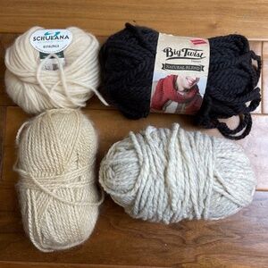 Yarns Set of 4 pcs Black and Grey, Cream Color